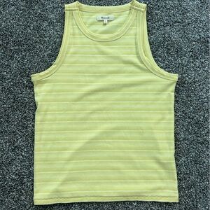 White and yellow striped Madewell tank top
